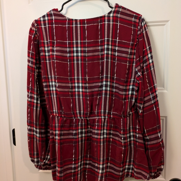 Lane Bryant Women's Red Plaid Wrap Top - Picture 8 of 11